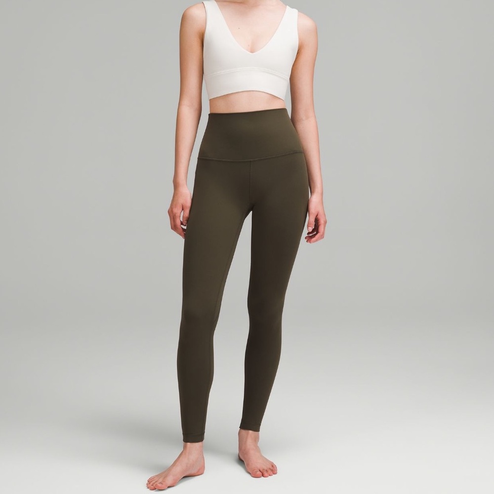 Lululemon Align High Rise Crop Leggings Olive Green Size 2 Buttery Soft Yoga
